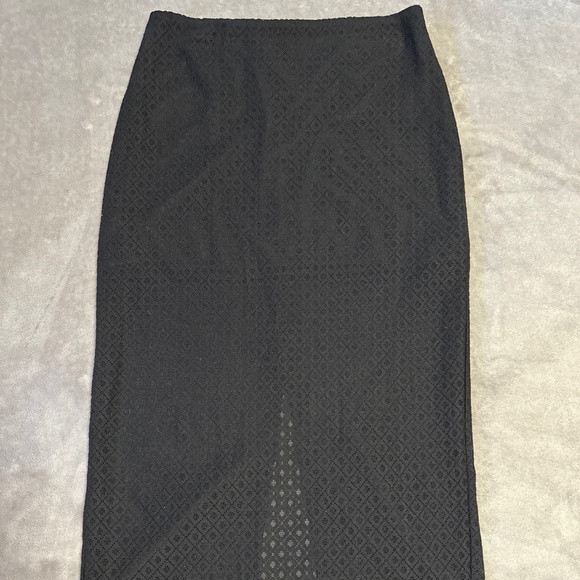 Pencil Skirt Black Lace Overlay Le Lis Size Medium Whimsigoth Dark Fairy Rock - Picture 1 of 10